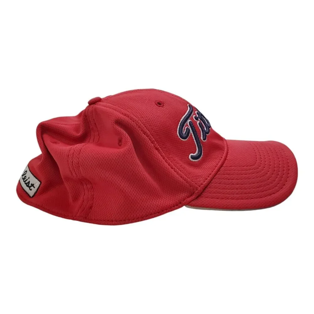 TITLEIST Hat Cap Adult L/XL Red Blue Logo Spell Out Golf Strapback Athleisure